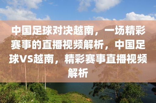 中国足球对决越南，一场精彩赛事的直播视频解析，中国足球VS越南，精彩赛事直播视频解析