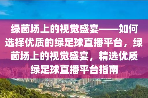 绿茵场上的视觉盛宴——如何选择优质的绿足球直播平台，绿茵场上的视觉盛宴，精选优质绿足球直播平台指南