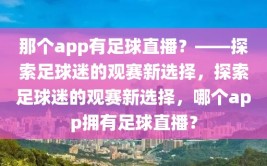 那个app有足球直播？——探索足球迷的观赛新选择，探索足球迷的观赛新选择，哪个app拥有足球直播？