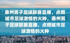 惠州男子足球联赛直播，点燃城市足球激情的火种，惠州男子足球联赛直播，点燃城市足球激情的火种