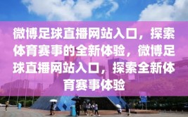 微博足球直播网站入口，探索体育赛事的全新体验，微博足球直播网站入口，探索全新体育赛事体验