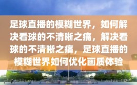 足球直播的模糊世界，如何解决看球的不清晰之痛，解决看球的不清晰之痛，足球直播的模糊世界如何优化画质体验