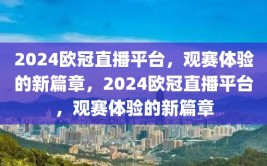 2024欧冠直播平台，观赛体验的新篇章，2024欧冠直播平台，观赛体验的新篇章