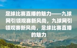 足球比赛直播的魅力——九球网引领观赛新风尚，九球网引领观赛新风尚，足球比赛直播的魅力